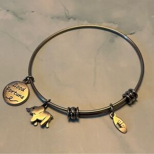 Silver Charm Bangle Bracelet